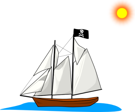 Representación de un barco pirata. Fuente: obra derivada de un archivo del proyecto Open Clip Art. Autor. Hack Master. 